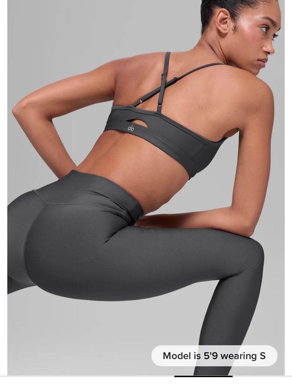 ALO Yoga Sports Bra and Leggings Set — Anthracite